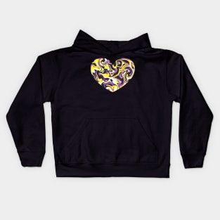 Nonbinary Pride Marble Heart Kids Hoodie